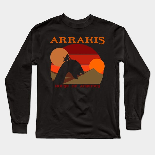 Arrakis, House of Atreides, Sandworm rider Long Sleeve T-Shirt by Seaside Designs